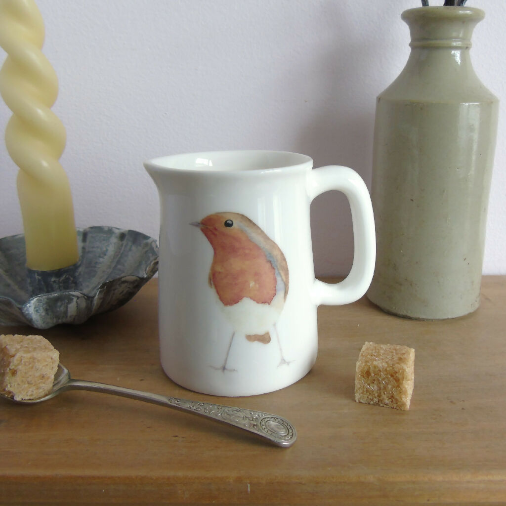 bone china robin jug
