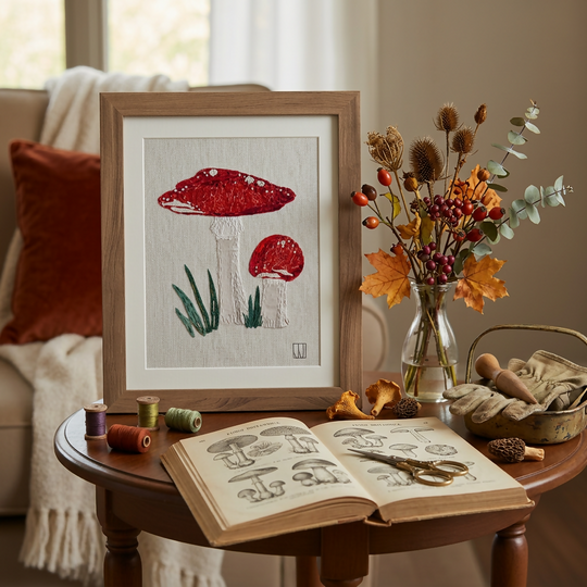 Raw Edge Appliqué Stitch Kit - Woodland Toadstools