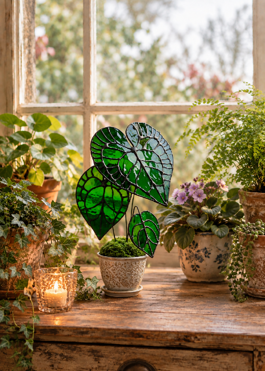 Anthurium Clarinervium Plant - Stained Glass Tiffany Style