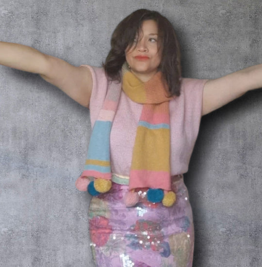 Multicoloured PomPom Scarf