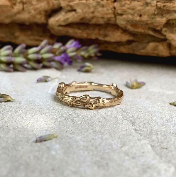 9ct Yellow Gold Twig Ring by Curious Magpie Jewellery