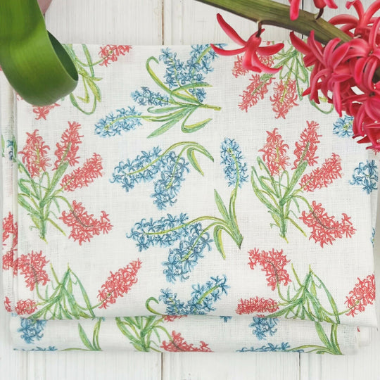 Linen Tea Towel - Hyacinths