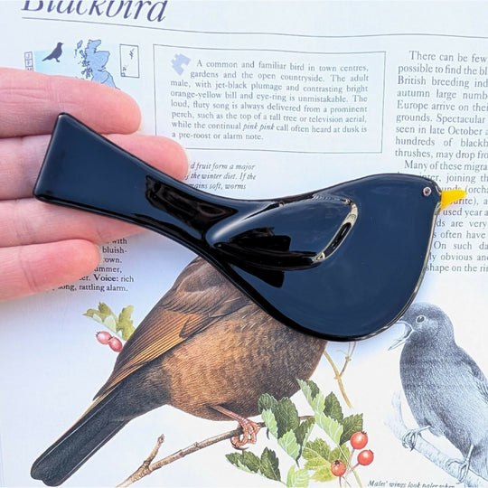 Blackbird, a hanging glass bird decoration