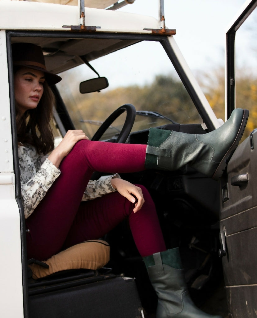 Ladies Golden Eagle Country boots in Teal Green Leather