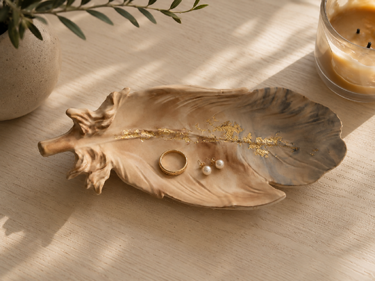 Handmade Eco Resin Angel Feather Trinket Dish