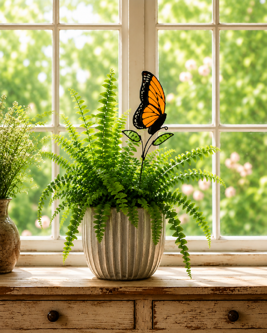 Monarch Butterfly Stained Glass Plant Stake