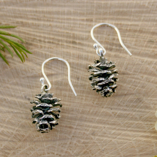 Sterling Silver Pinecone Drop Earrings