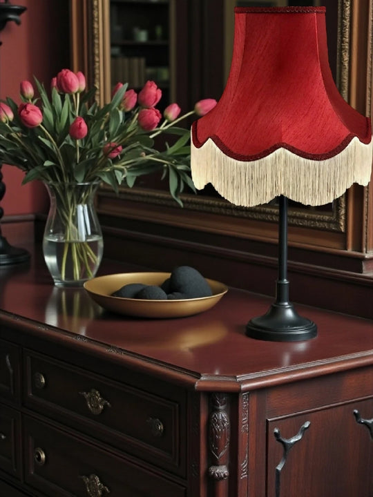 Traditional burgundy red fabric lampshades - Available in 8 sizes