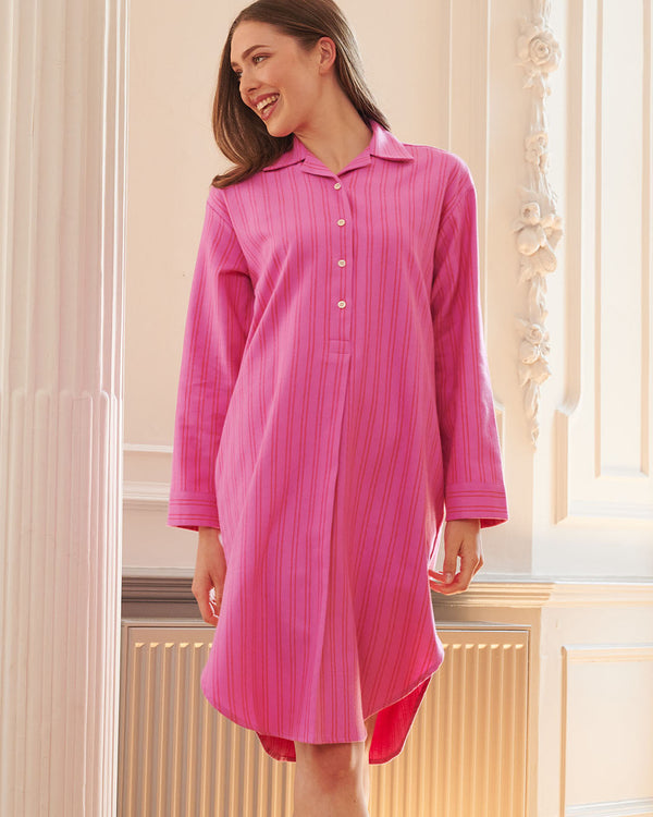 Women's Brushed Cotton Nightshirt – Westwood Raspberry Stripe