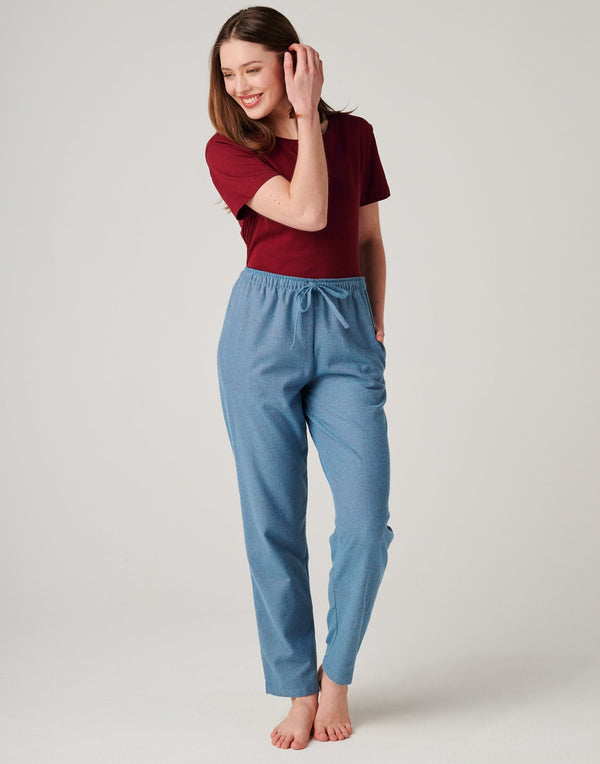 Women's Brushed Cotton Pyjama Trousers - Stornoway Herringbone