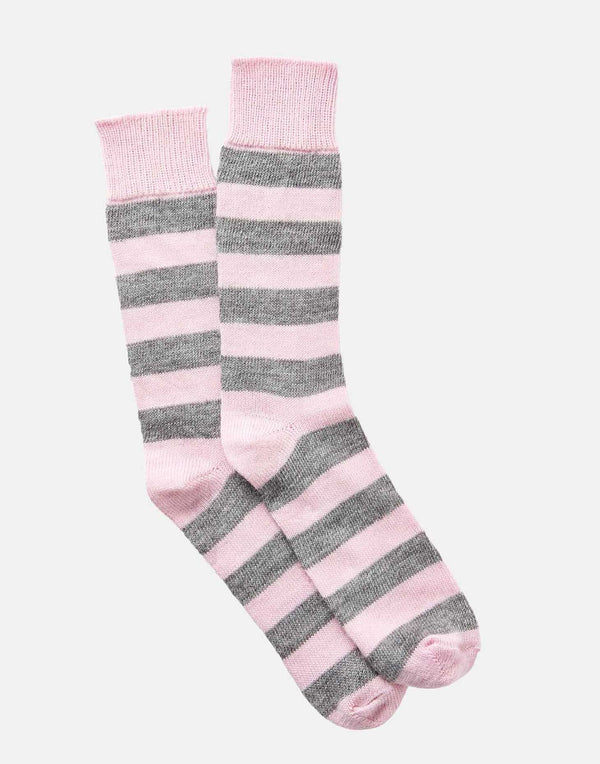 Women's Alpaca Stripe Socks – Pink & Grey