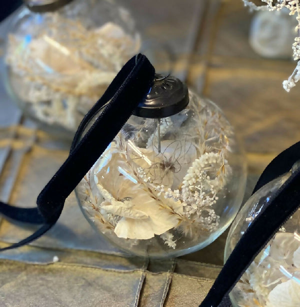 Handmade Dried Floral Glass Bauble