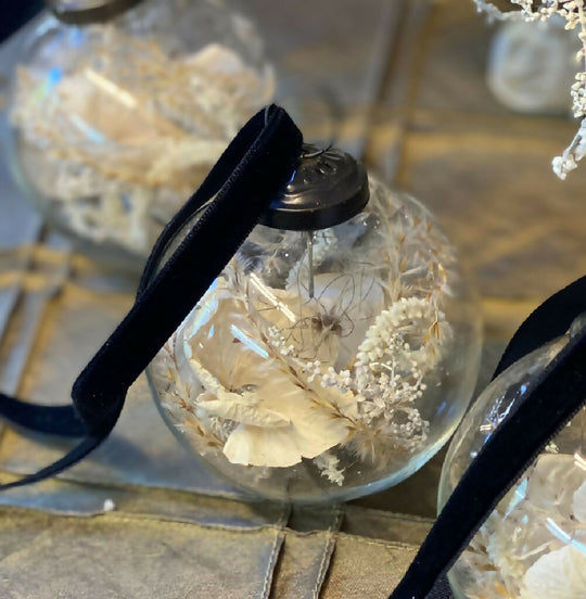 Handmade Dried Floral Glass Bauble