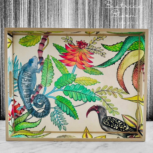 Margate Ottoman tray - Tropical and Beige