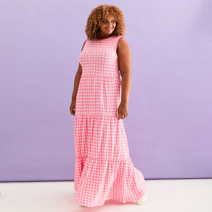 ワンピース Her lip to Pantheon Checked Knit Dress S Paula Gingham Cotton Knitted Midi Dress | Country Living Marketplace