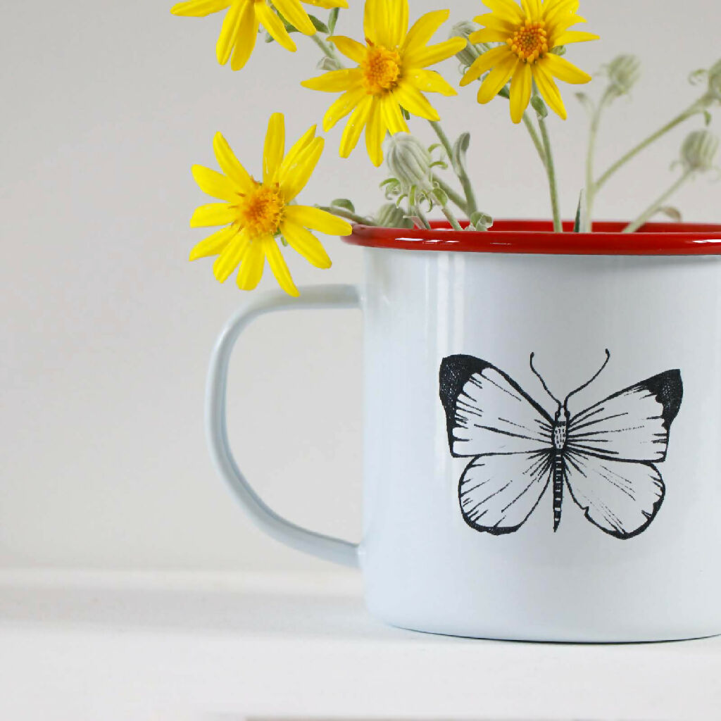 Butterfly Mug Etched in Cornwall