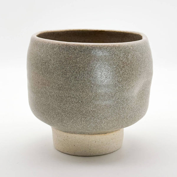 Wonky matcha cup slate front