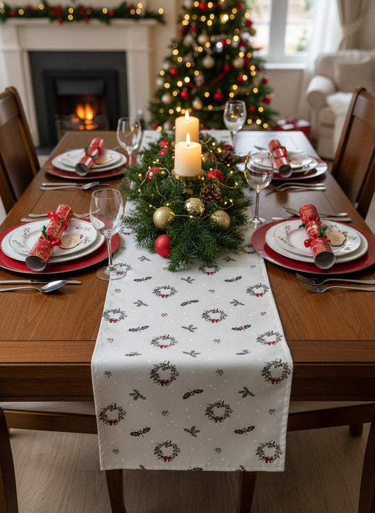 Christmas Wreath Table Runner