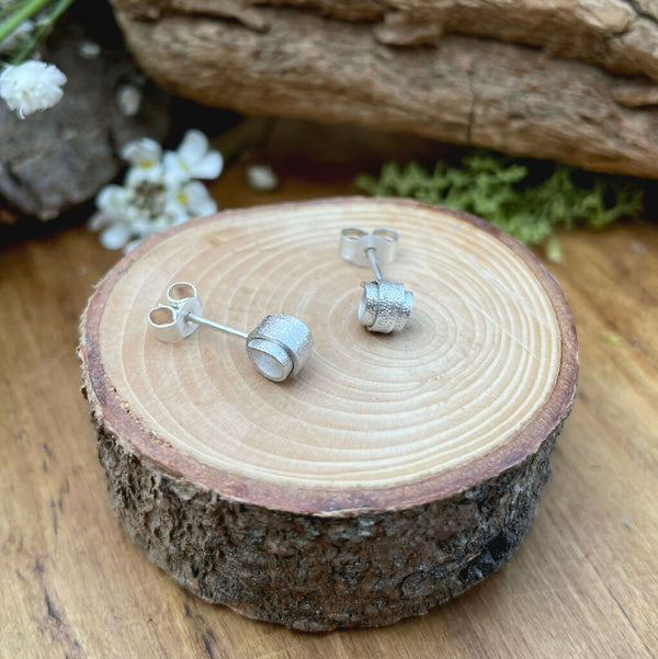 Silver Curled Petal Studs