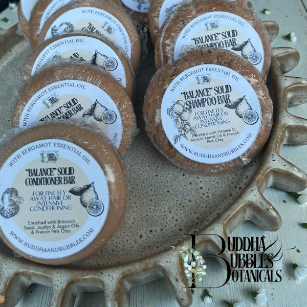 Solid Shampoo and Conditioner | Fine Flyaway Hair | Enriched with Vitamin C, French Pink Clay & Bergamot Essential Oil