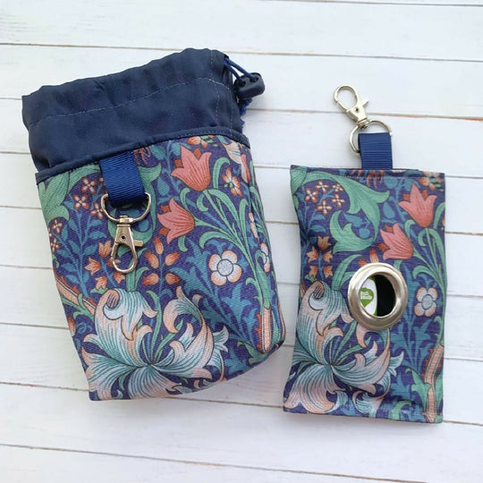 William Morris Golden Lily Treat Pouch & Poo Bag Pouch Gift Set – Midnight