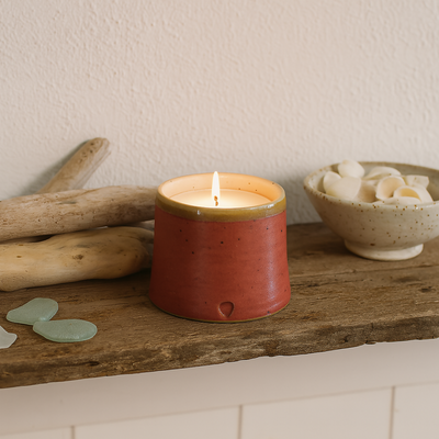 Speckled Clay Candle Pot with Refill - Raspberry