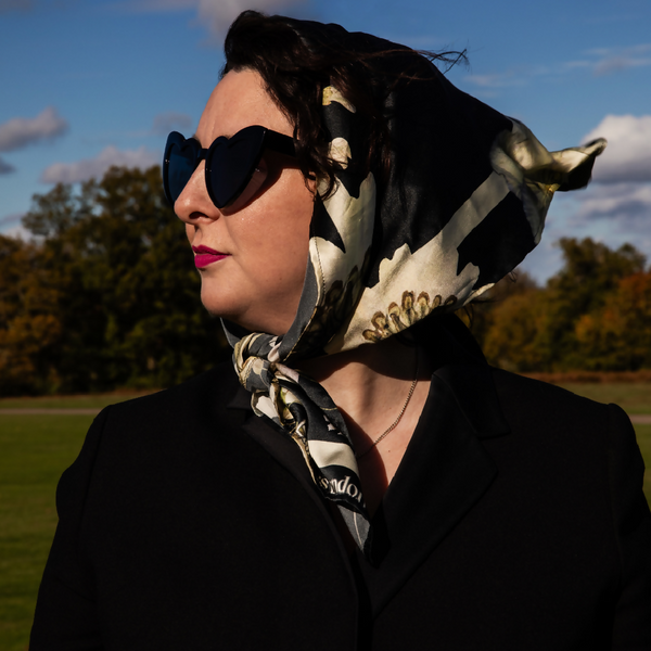 Classic black pure silk scarf 74cm square