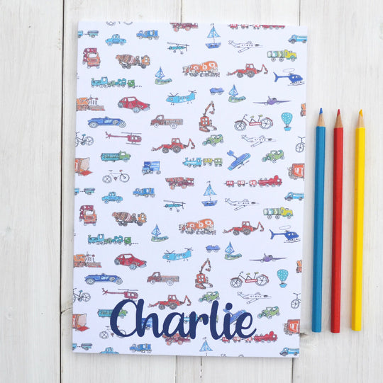 Personalised Transport Drawing Notebook