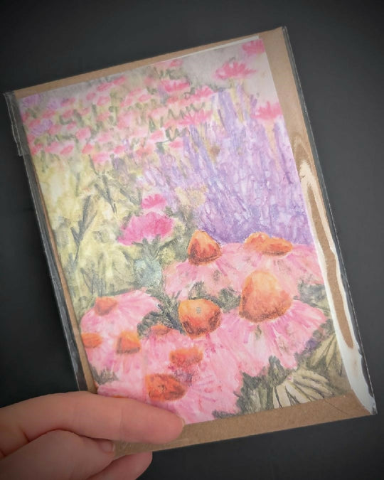 Whimsical Wild Flower Meadow Greetings Card - Blank Inside
