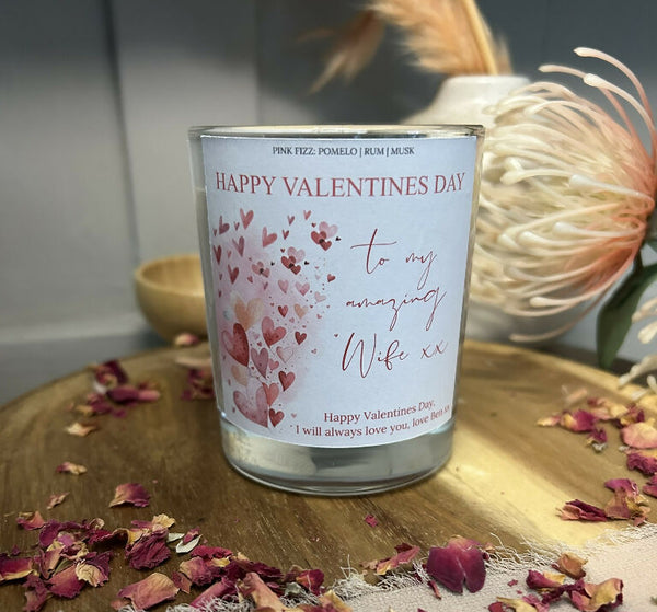 Personalised Valentines Day Candle, Soy Candle