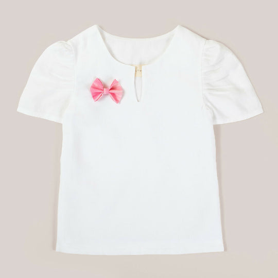 Organic Linen V-neck Blouse with Ruffle Sleeves