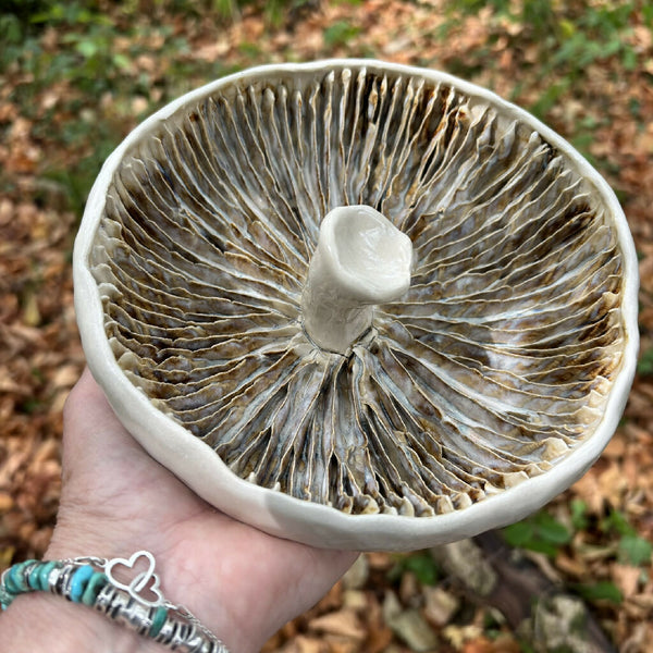 Giant field mushroom toadstool ceramic