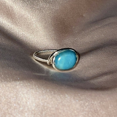 Turquoise Wire Wrapped Solid Silver Ring