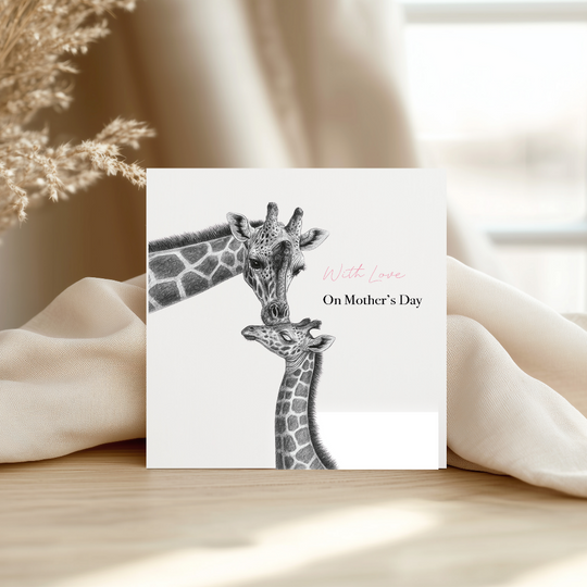 Forever Looking Up To You Giraffe Mother’s Day Card – Heartfelt Wildlife Mom Card – Rustic Nature Greeting for Mum
