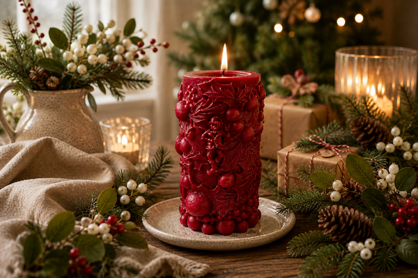 Snowberry & Mistletoe Scented Sculptured Candle