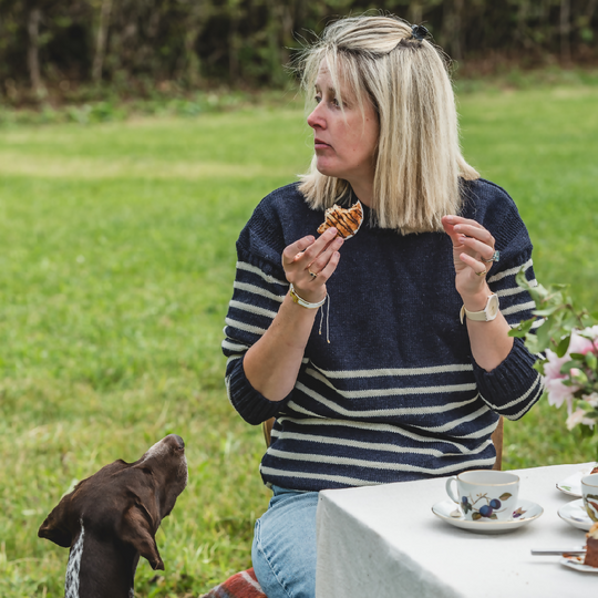 The Greylake - Breton Striped Knitted Jumper - Navy with Cream Stripes