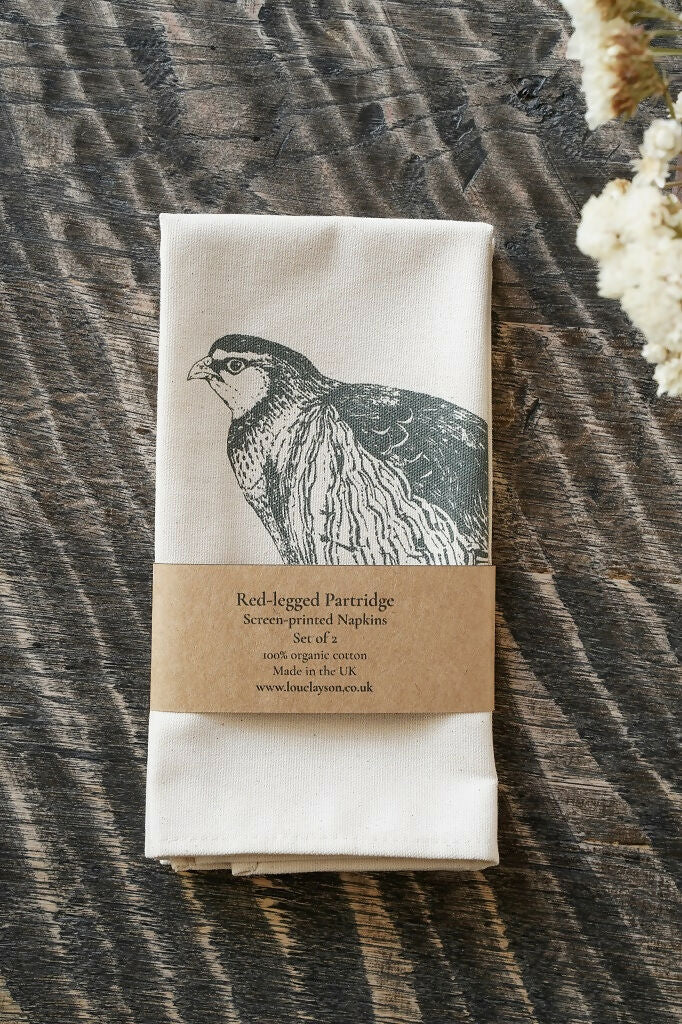 Organic Cotton Red-Legged Partridge Napkin – Set of 2