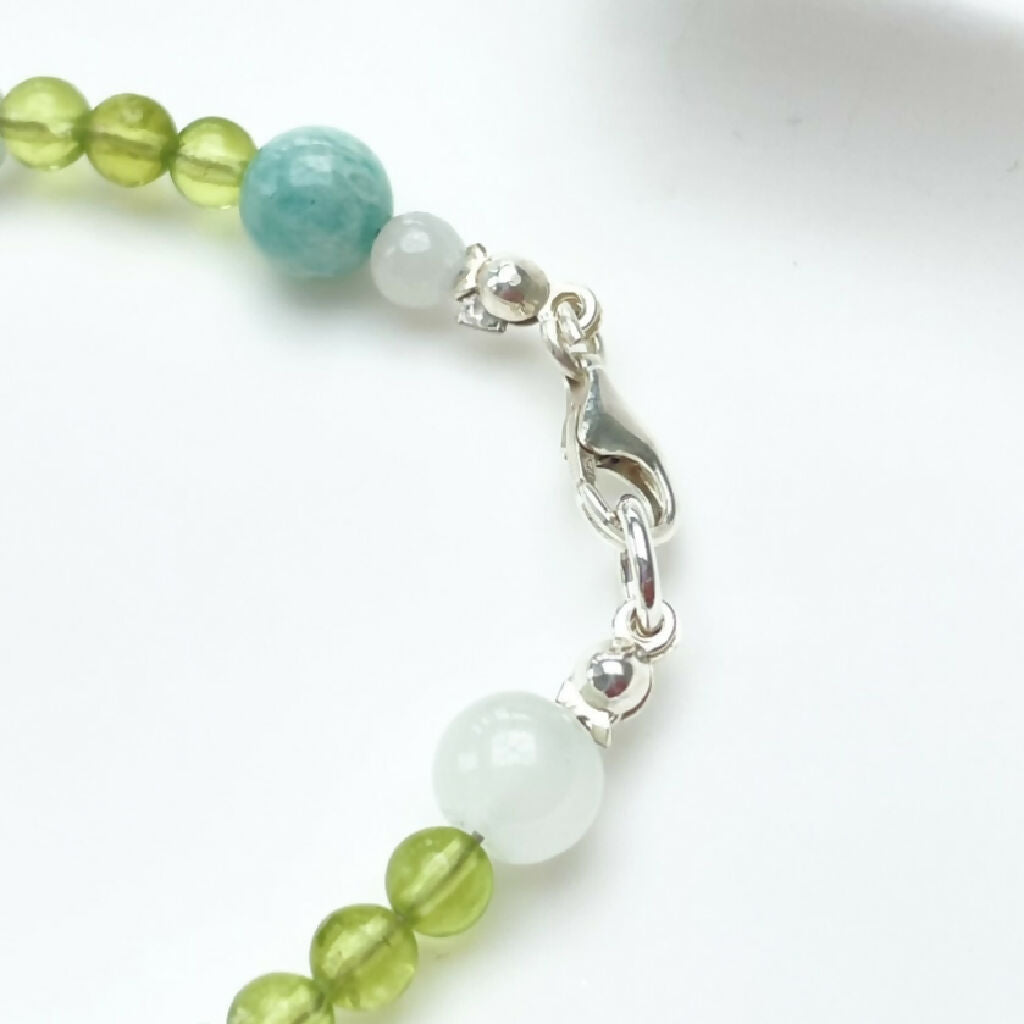facetted mixed Gemstone Sterling Silver Bracelet