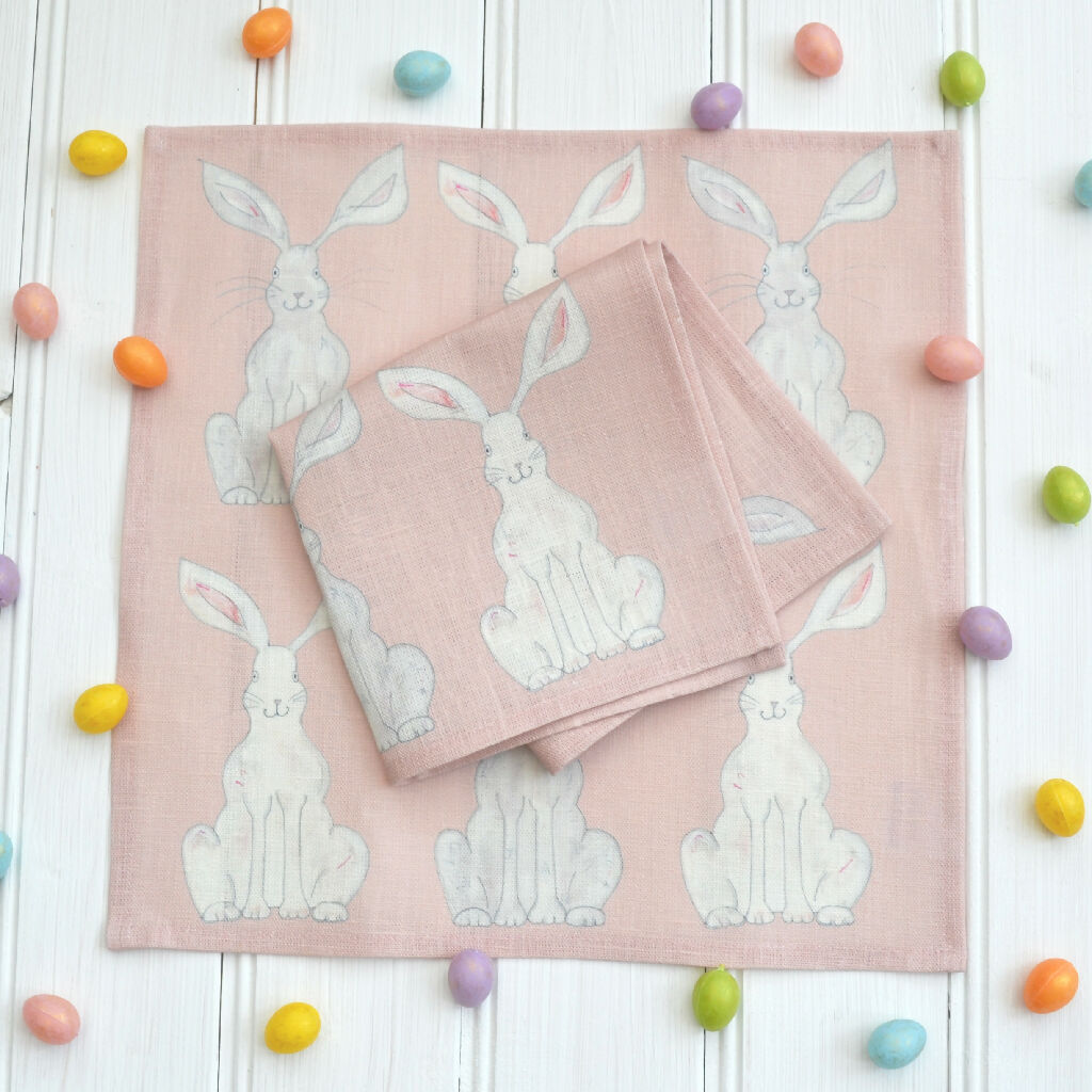 pink rabbits napkins 2
