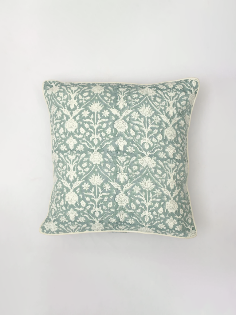 Cushion Cover Indian Garden Hand Block Printed