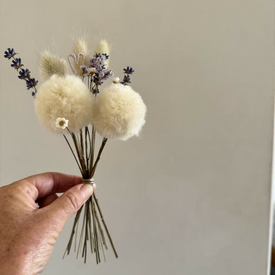 Tiny Bunch of Woolly Blooms and Dried Flowers