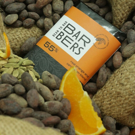 Dark Milk Orange and Cardamon Chocolate Bar 55% (80g)