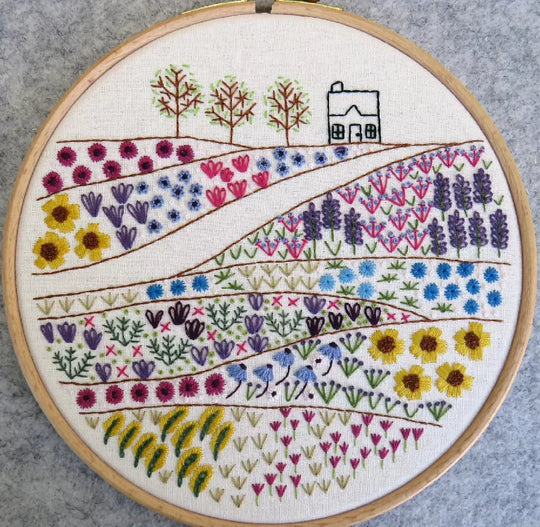 Flower Meadow Cottage Embroidery Kit for Beginners