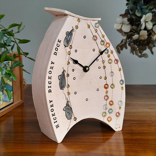 Pottery Large Clock, Hickory Dickory Dock