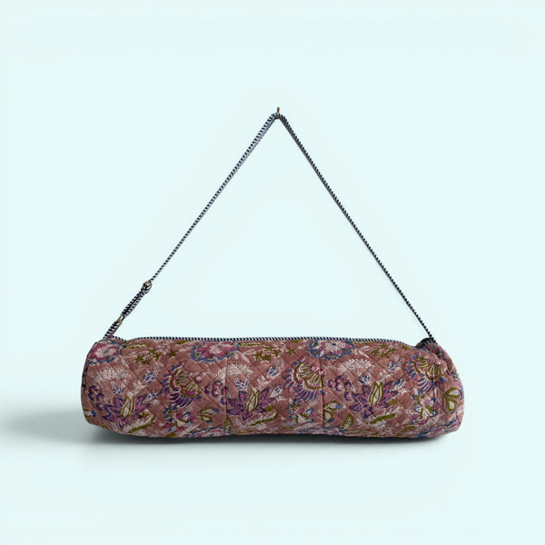 Yoga Mat Bag | Brown, Blue and Lilac Floral Print