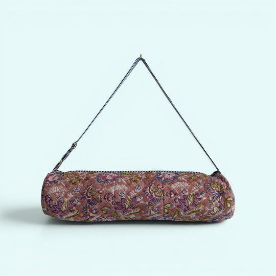 Yoga Mat Bag | Brown, Blue and Lilac Floral Print