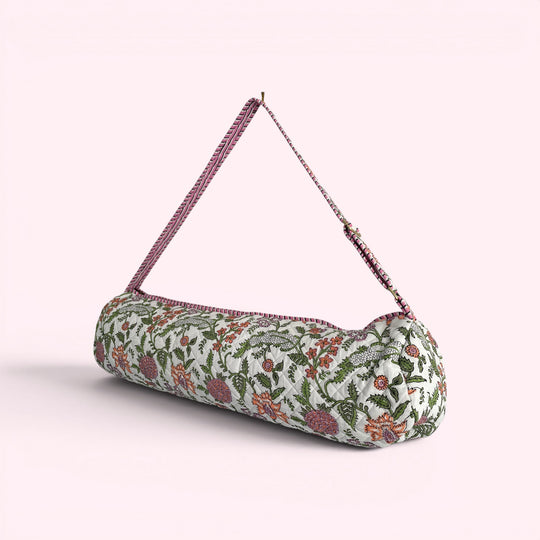 Yoga Mat Bag | White Garden Floral Print