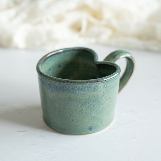 Heart Shaped Wheel-Thrown Stoneware Mug