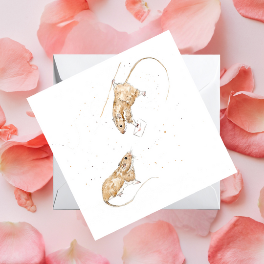 Watercolour Mice Love Card – Wildlife Greeting Card