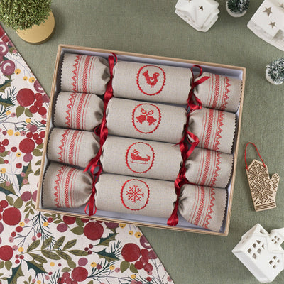 KSD Scandi Reusable Christmas Crackers - Set of 4 - Linen (1)